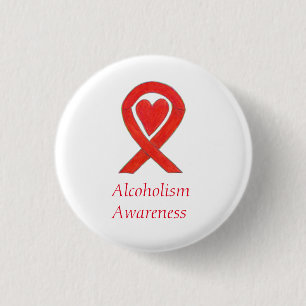 Alkoholism - medvetenhet Rött hjärta - Anpassnin Knapp