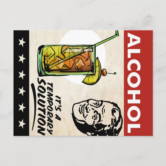 ALKOHOLLÖSNING MAN MEDDELANDE VYKORT (Framsida)