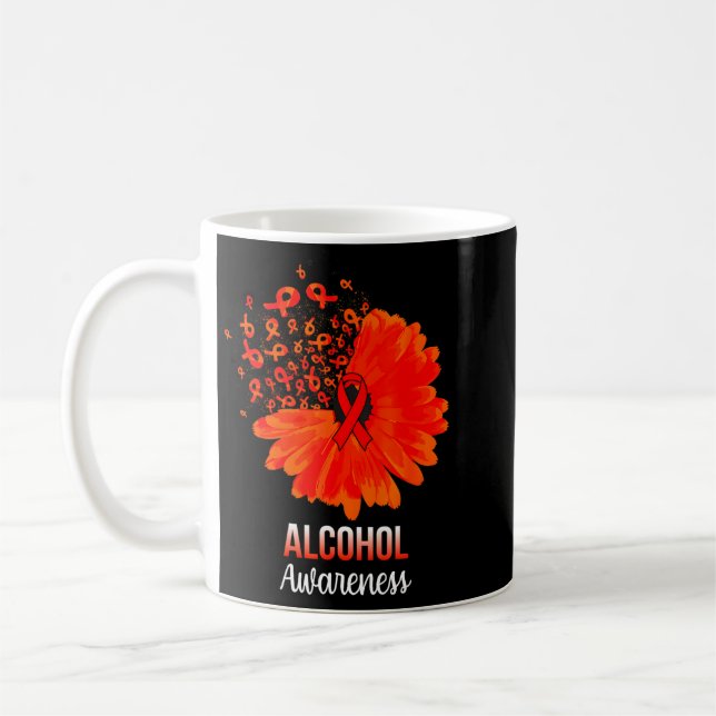 Alkoholmedvetenhet Röd Band Ros Kaffemugg (Vänster)
