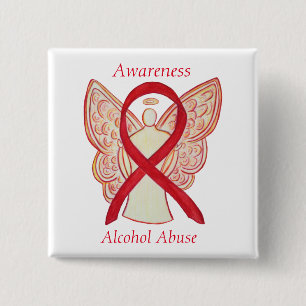 Alkoholmissbruk Medvetenhet Ribbon Angel Anpassnin Knapp
