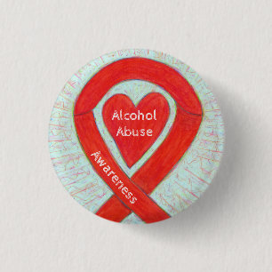 Alkoholmissbruk Rött hjärtmedvetande Ribbon Pin Knapp