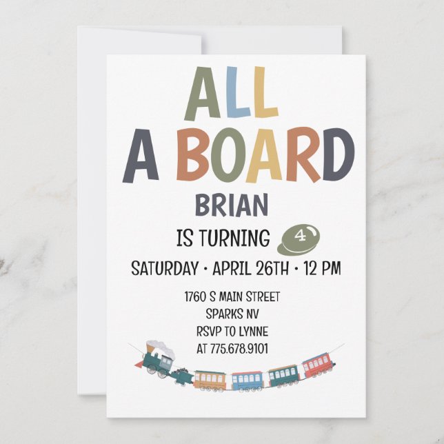 All Aboard Childs Birthday Invitation Inbjudningar (Framsida)