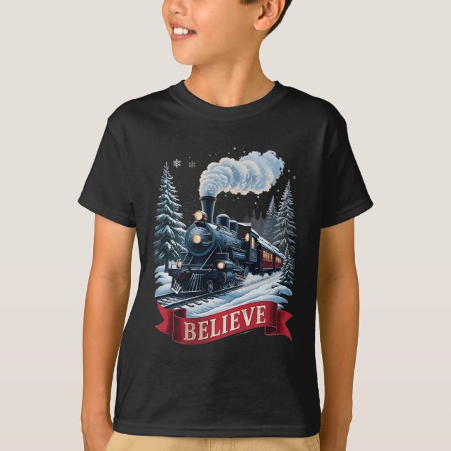 All Aboard Polar Express Christmas North Pole Xmas T Shirt (Framsida)