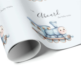 All Aboard the Baby Train Blue Boy Baby Shower Presentpapper
