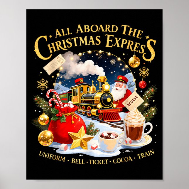 All Aboard The Christmas Express Train Santa Holid Poster (Framsidan)