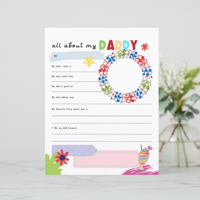 All About My Dad, Kids Gift for Fathers, Thank You (Stående Fram)