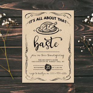 "All about the Baste" Rustic Kraft Thanksgiving Inbjudningar