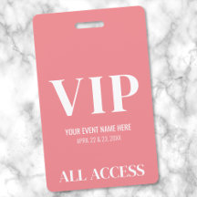 All Access Girly Rosa Simple VIP-händelse
