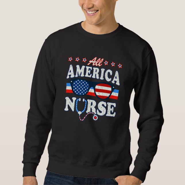 All America Nurse Stethoscope Medical Doktor Lpn 4 Lång Ärmad Tröja (Framsida)