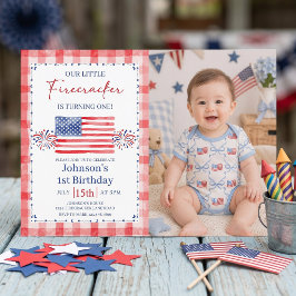 All American 1st Birthday Photo Invitation Inbjudningar