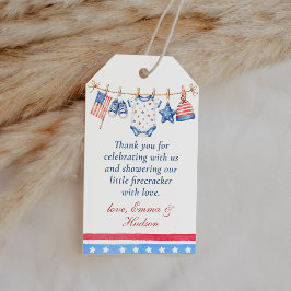 All American 4:e juli Baby Shower Tacksamhetsprese Presentetikett