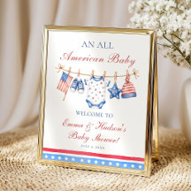 All American 4:e juli Baby Shower Välkomstskylt