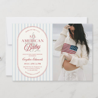 All American Baby 4:e Juli Baby Shower Foto Inbjudningar