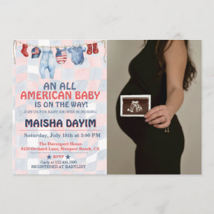 All American Baby 4 juli Baby shower Foto Inbjudningar