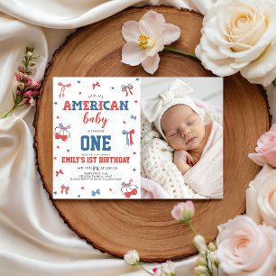 All American Baby Foto 1-års födelsedagsinbjudan Inbjudningar