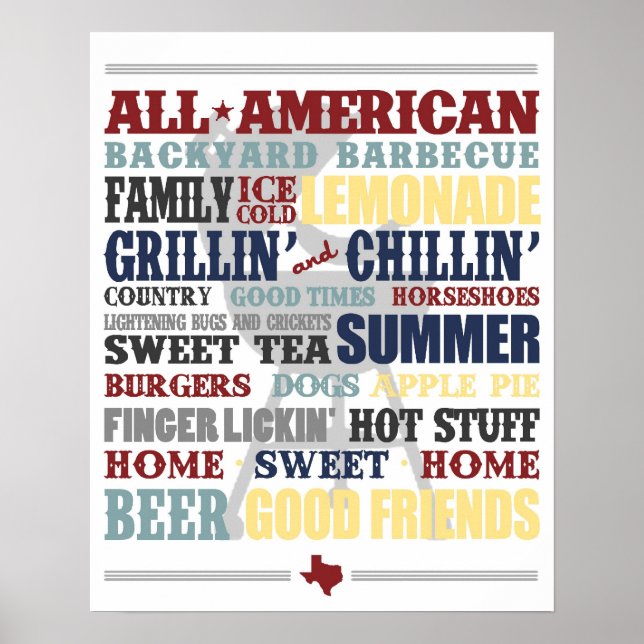All American Backyard Barbecue Typography Poster (Framsidan)