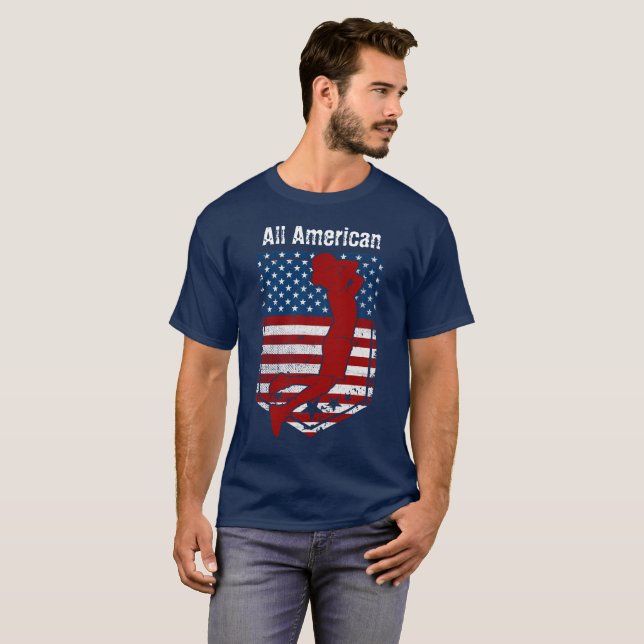 All-American Basketball Vintage Distress 2 T Shirt (Hel framsida)