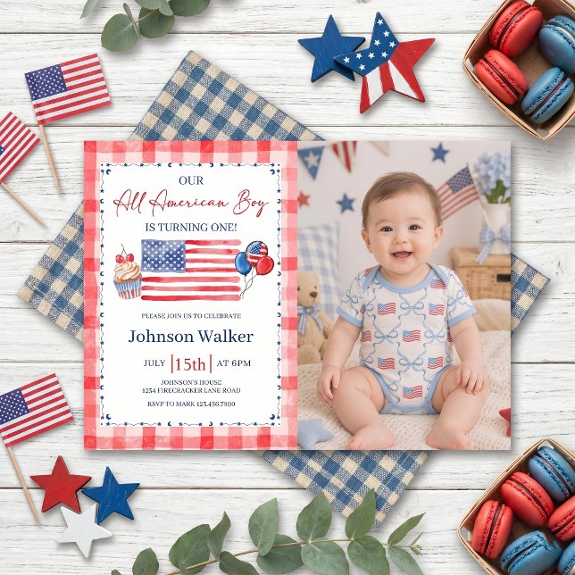 All American Birthday Photo Invitation Inbjudningar (Skapare uppladdad)