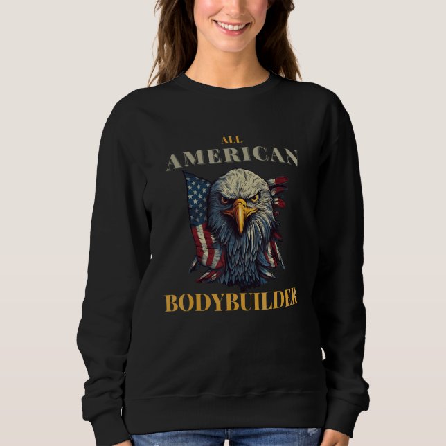 All American Bodybuilder 4th of July USA Eagle Fit T Shirt (Framsida)
