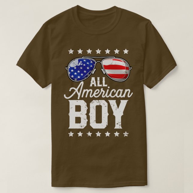 All American Boy 4:e juli T Boys Kids Sunglasse T Shirt (Design framsida)