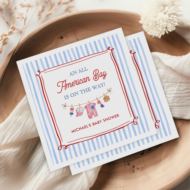 All American Boy 4 juli Baby Shower  Pappersservett (Skapare uppladdad)