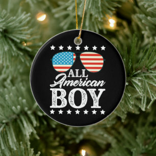 All American Boy 4 juli USA solglasögon Julgransprydnad Keramik