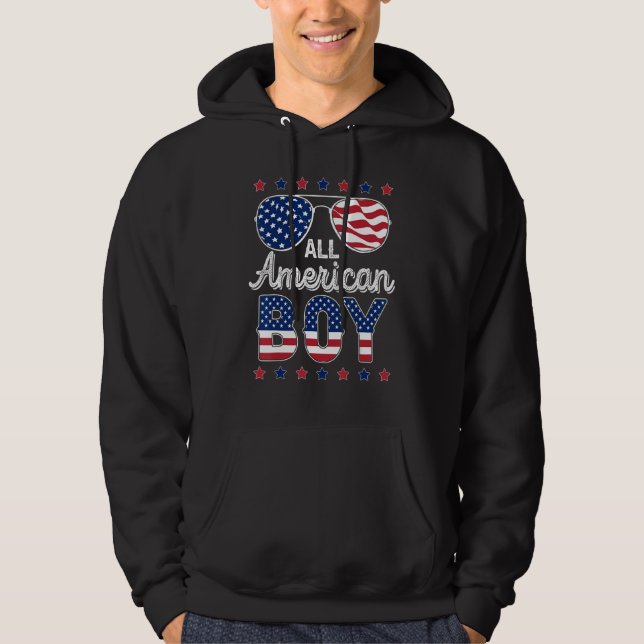 All American Boy 4th of July American Sunglasses F Hoodie (Framsida)