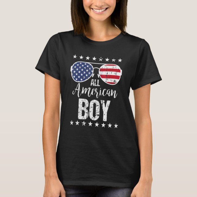 All American Boy 4th Of July Sunglasses Boys Kids  T Shirt (Framsida)