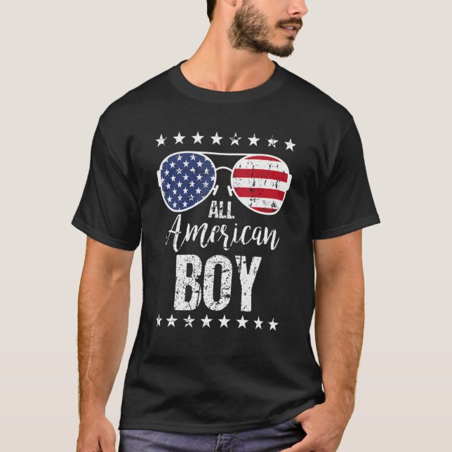 All American Boy 4th Of July Sunglasses Boys Kids  T Shirt (Framsida)