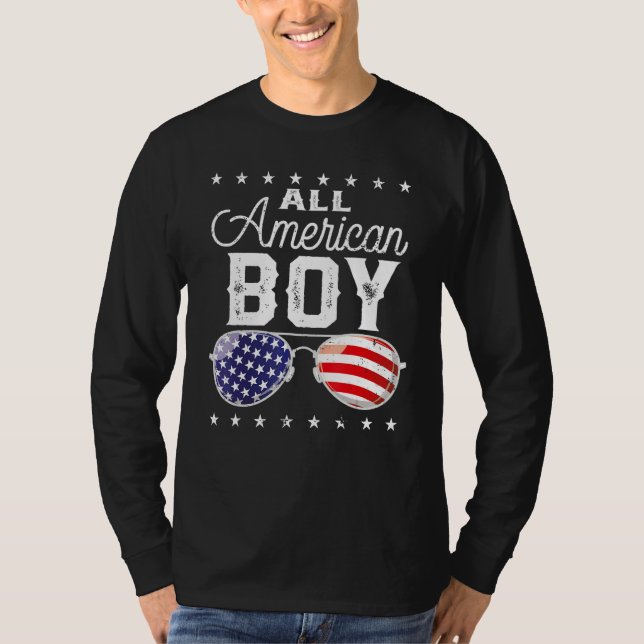 All American Boy 4th Of July USA Sunglasses Family T Shirt (Framsida)