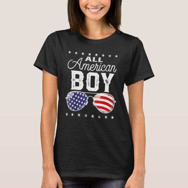 All American Boy 4th Of July USA Sunglasses Family T Shirt (Framsida)