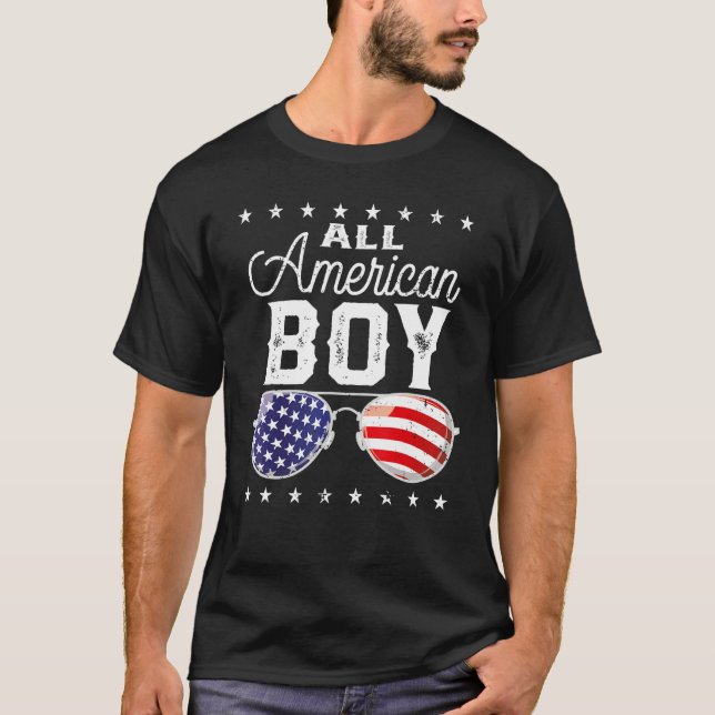 All American Boy 4th Of July USA Sunglasses Family T Shirt (Framsida)