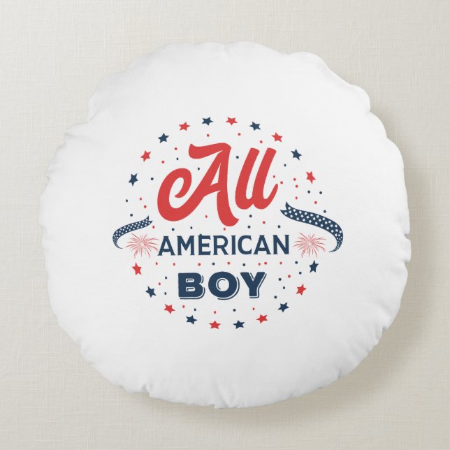 All American Boy Badge Rund Kudde (Framsidan)