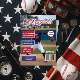 All American Boy Baseball Magazine Cover Birthday Inbjudningar