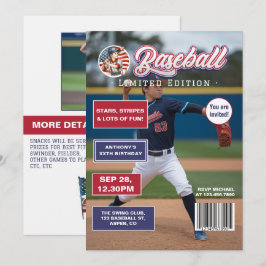 All American Boy Baseball Magazine Omslag Födelsed Inbjudningar
