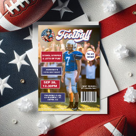 All American Boy Football Magazine Cover Birthday Inbjudningar