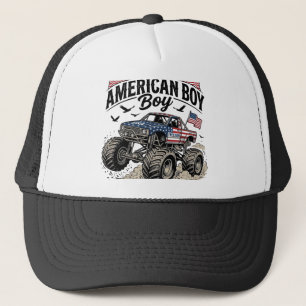 All American Boy Patriotisk Monster Truck T-Shirt_ Keps