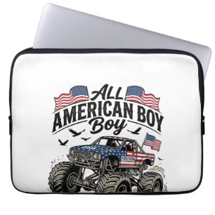 All American Boy Patriotisk Monster Truck T-Shirt_ Laptop Fodral
