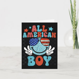 All American Boy Smile Ansikte Patriotic America 4 Kort