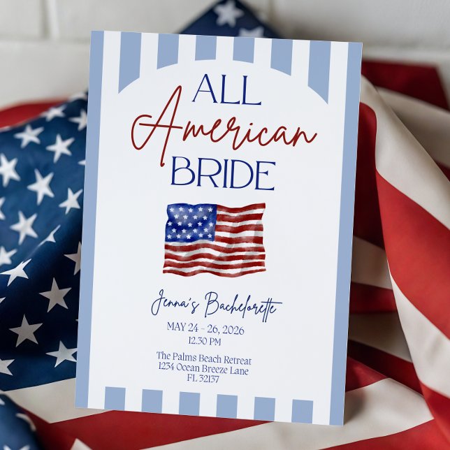 All American Bride Bachelorette Invitation Inbjudningar (Skapare uppladdad)