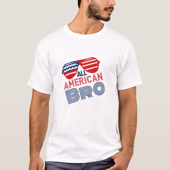 All American Bro 4:e juli Fireworks T Shirt (Framsida)