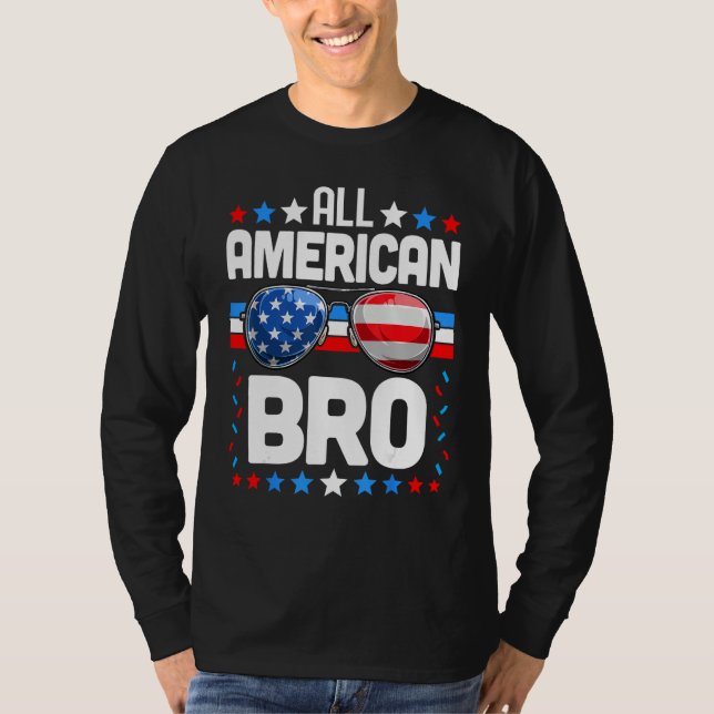 All American BRO Matching Family Fourth 4th of Jul T Shirt (Framsida)