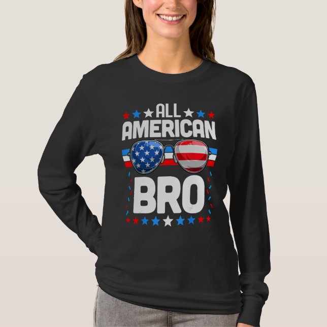 All American BRO Matching Family Fourth 4th of Jul T Shirt (Framsida)