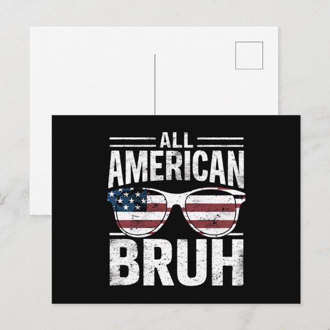 All American Bruh 4:e juli Boys Patriotic Vykort (Fram/baksida)