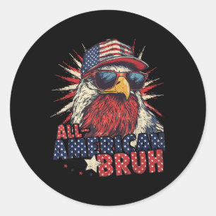 All American Bruh Eagle 4:e Juli Pojkar Patriotisk Runt Klistermärke