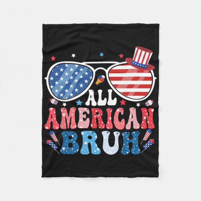 All American Bruh Fjärde juli Boys Shirt Americ Fleecefilt (Framsidan)