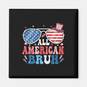 All American Bruh Fjärde juli Boys Shirt Americ Magnet