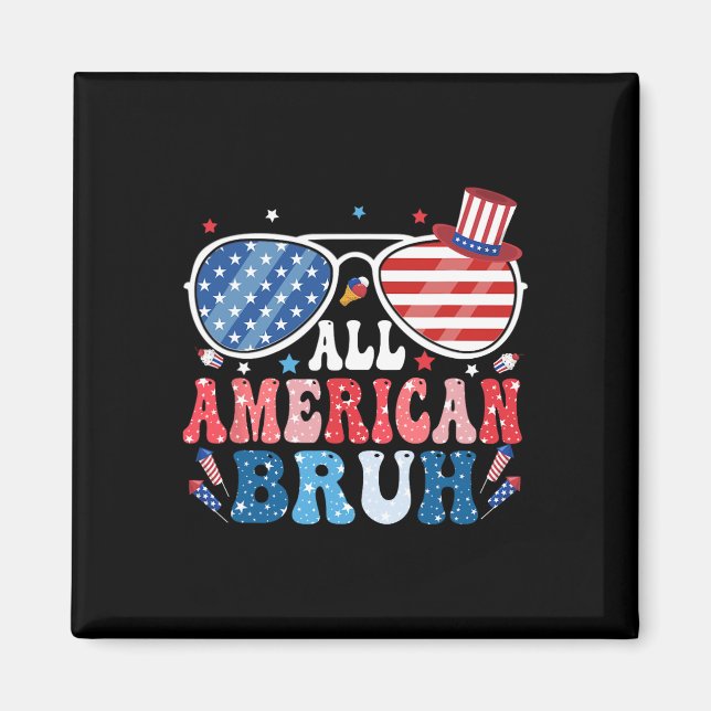 All American Bruh Fjärde juli Boys Shirt Americ Magnet (Framsidan)