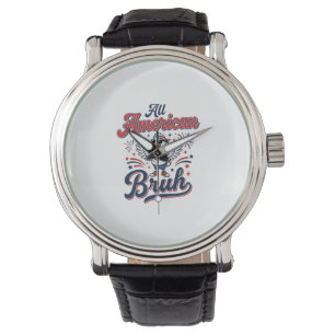 All American Bruh Patriotisk Anka Vintage T-shirt_ Armbandsur