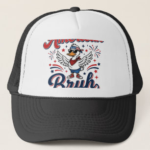 All American Bruh Patriotisk Anka Vintage T-shirt_ Keps